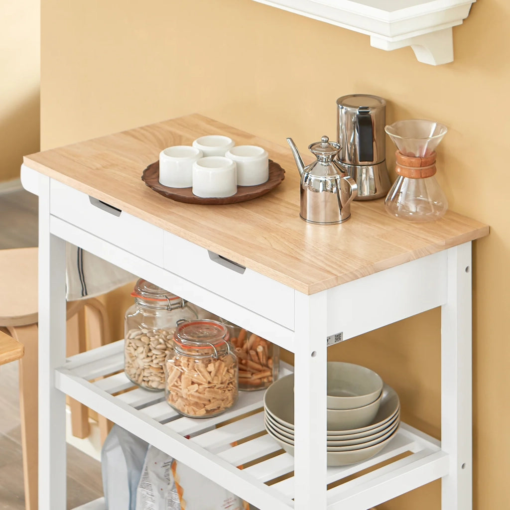 Carrello Cucina Credenza Bianca L85*P39*A90cm,2 cassetti FKW68-WN