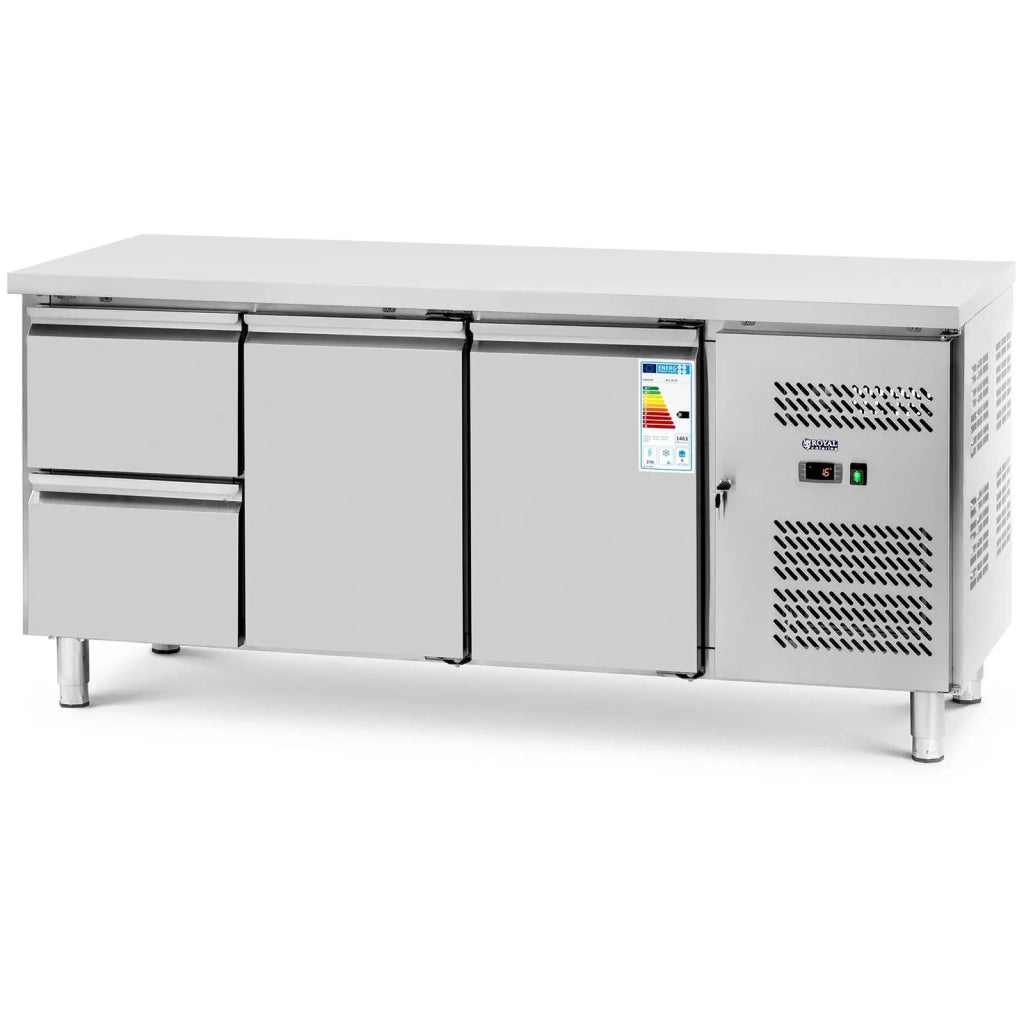 Tavolo refrigerato professionale 417 litri 2 x GN 1/2 + 2 porte 179 x 70 cm acciaio inox 14_0010036