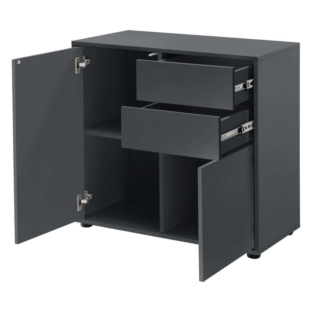 Cassettiera con 2 cassetti e 2 ante 74 x 79 x 36 cm grigio scuro opaco 03_0006819