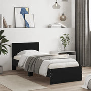 Giroletto con Testiera Nero 90x200 cm in Legno Multistrato 838625