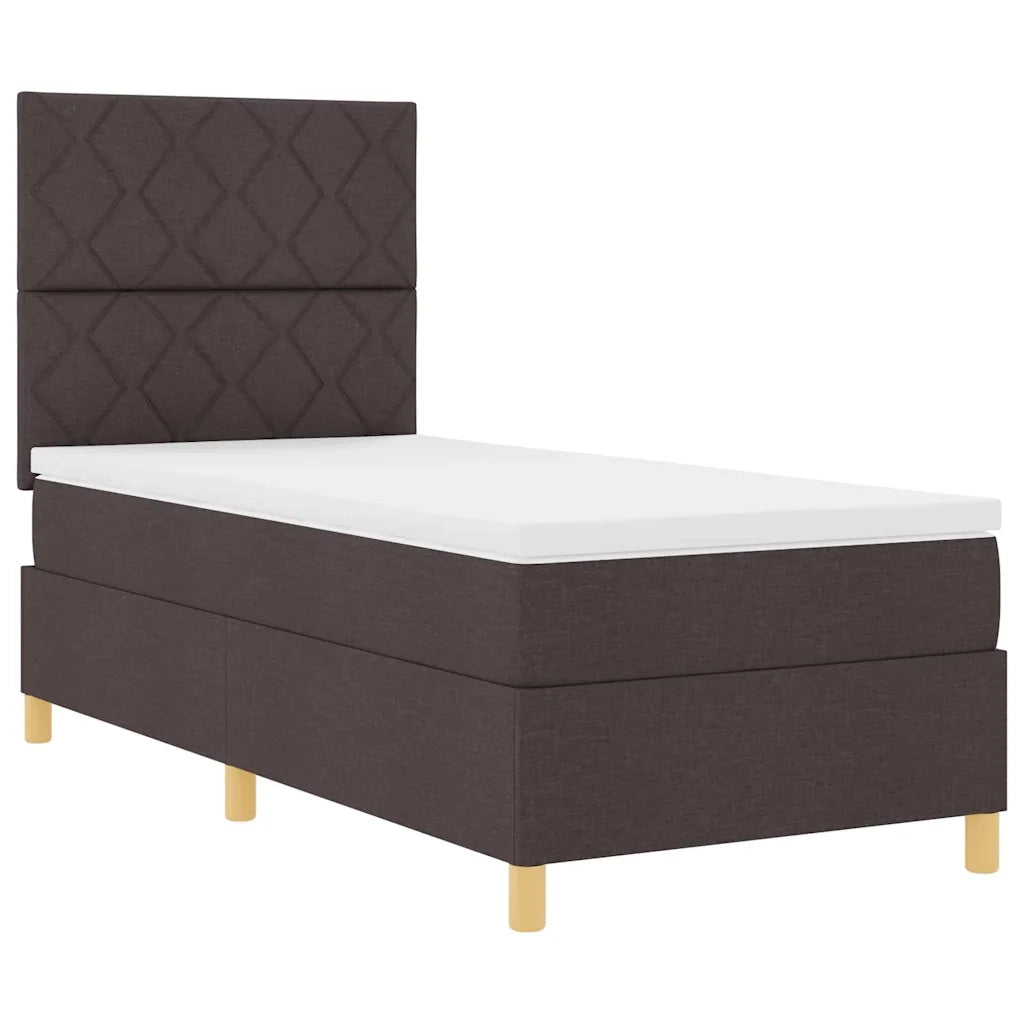 Letto a Sorgente LED Marrone Scuro 90 x 190 cm Tessuto 3343141