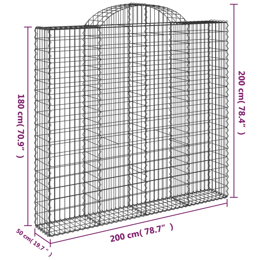 Cesti Gabbioni ad Arco 6 pz 200x50x180/200 cm Ferro Zincato 3146408