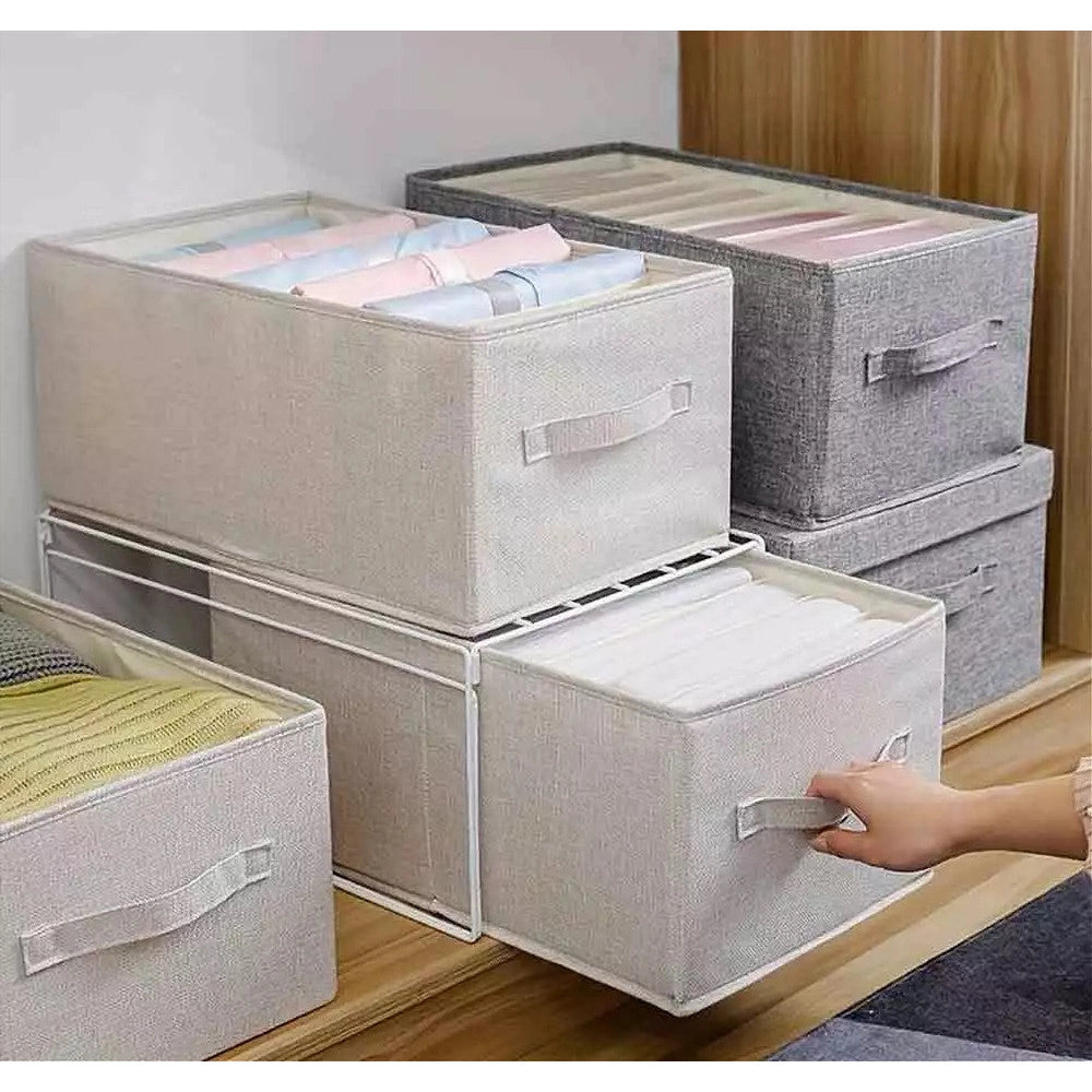 Trade Shop - Organizer Salvaspazio Per Armadi Scatola Pieghevole 6 Scomparti 44x20x30cm 87403 -