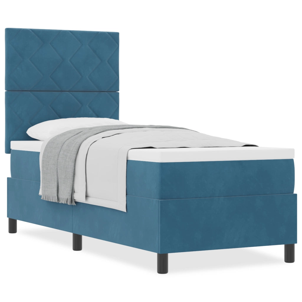Letto a box con materasso Blu scuro 80x200 cm Velluto