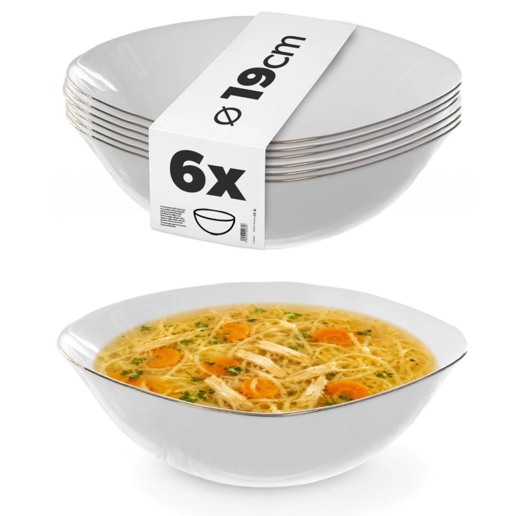 Set di 6 ciotole da insalata in vetro KADAX da 19 cm, colore bianco e oro.