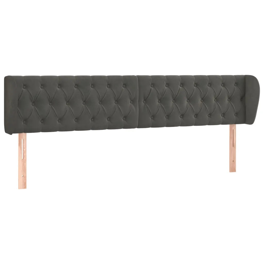 Testiera | Testata ad Orecchio Grigio Scuro 203x23x78/88 cm in Velluto