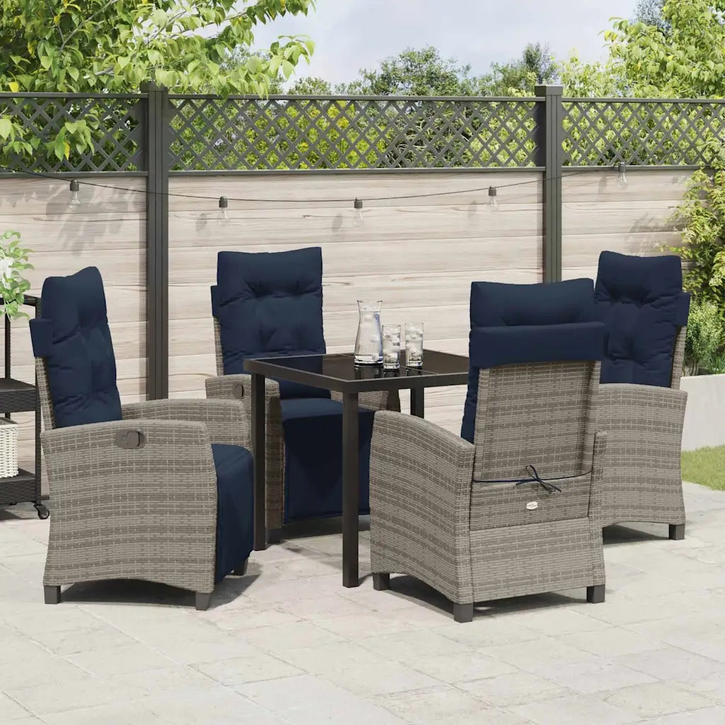 Set da Pranzo per Giardino con cuscino 5 pcs Grigio polyrattan 3380471