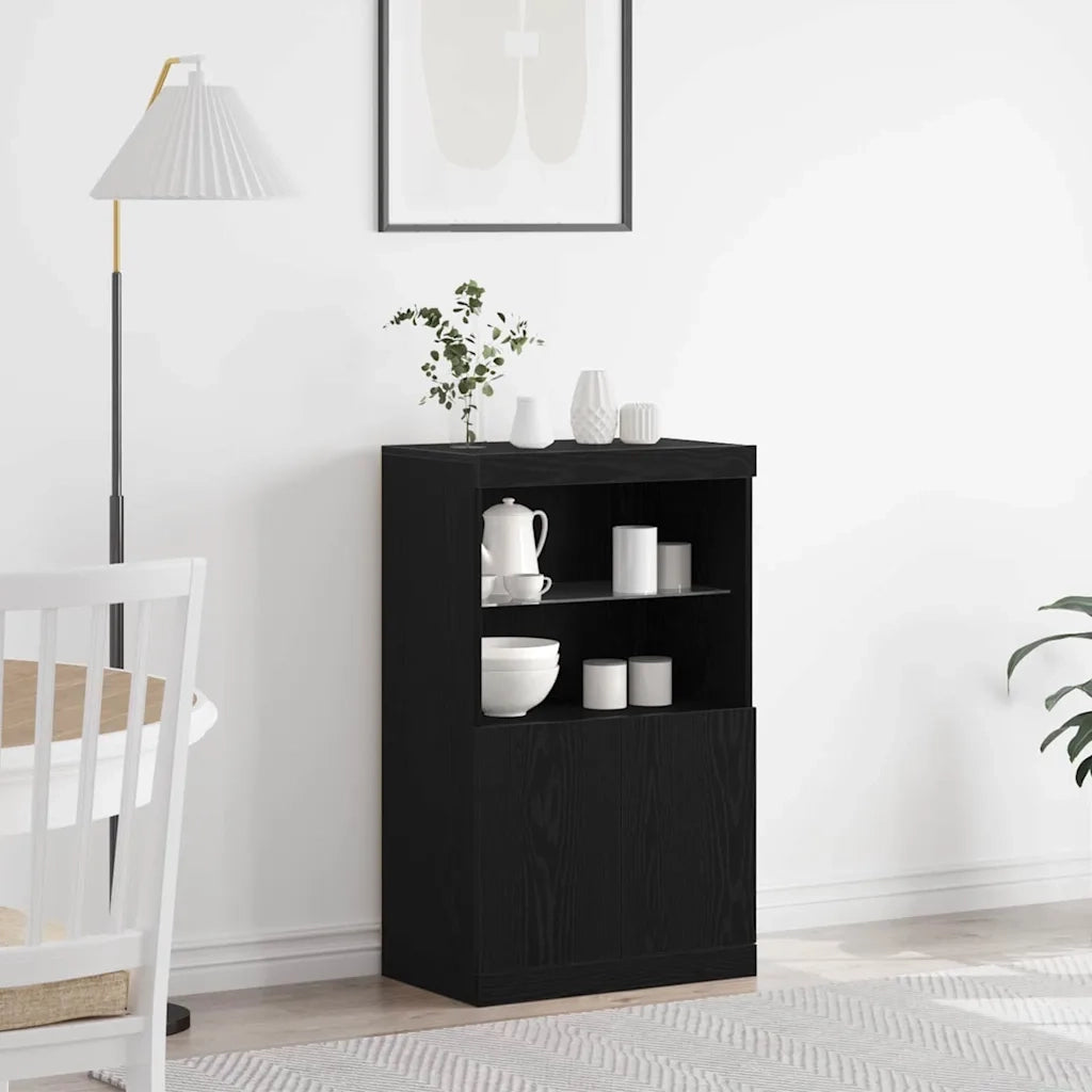 Credenza | Madia LED Nero 60 x 37 x 100 cm Legno multistrato