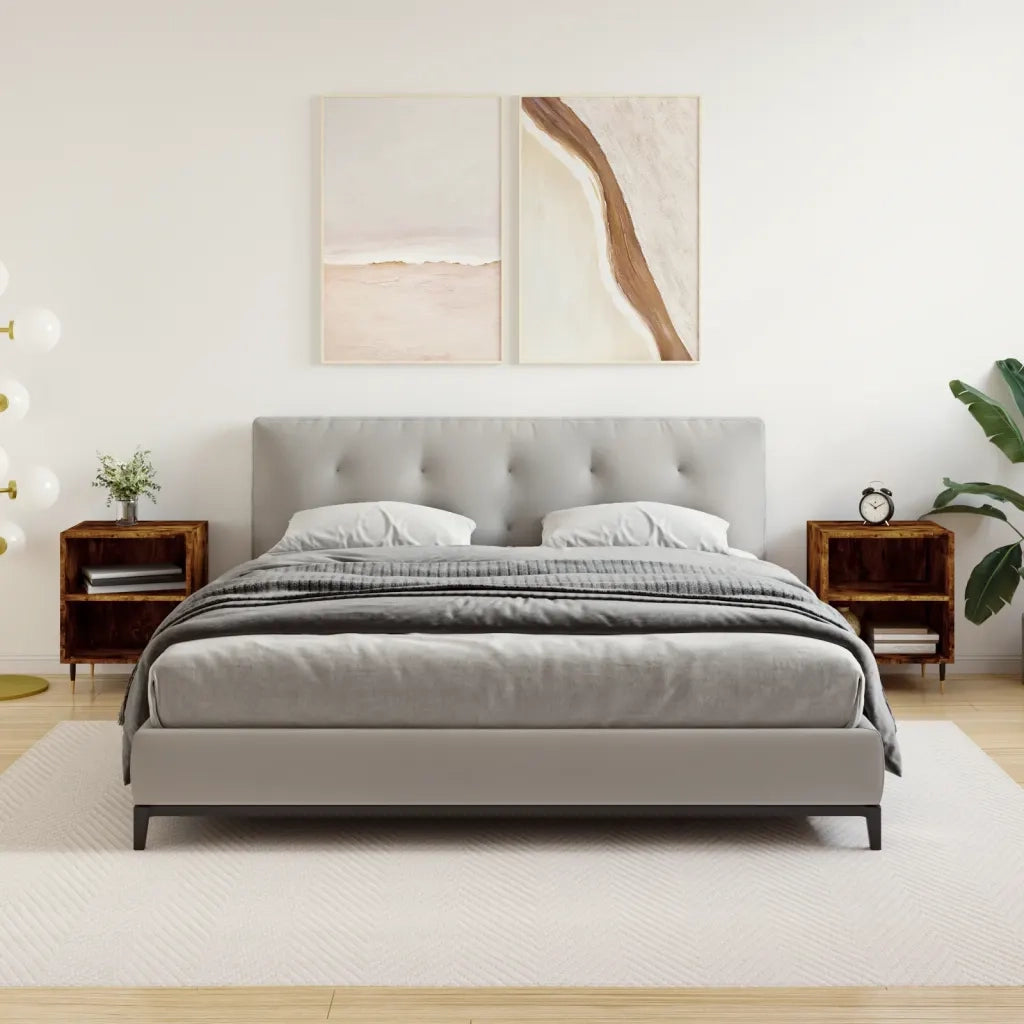 Set di 2 Comodini | Armadio da Notte | Mobiletto da notte Rovere Fumo 40x30x50 cm in Legno Multistrato
