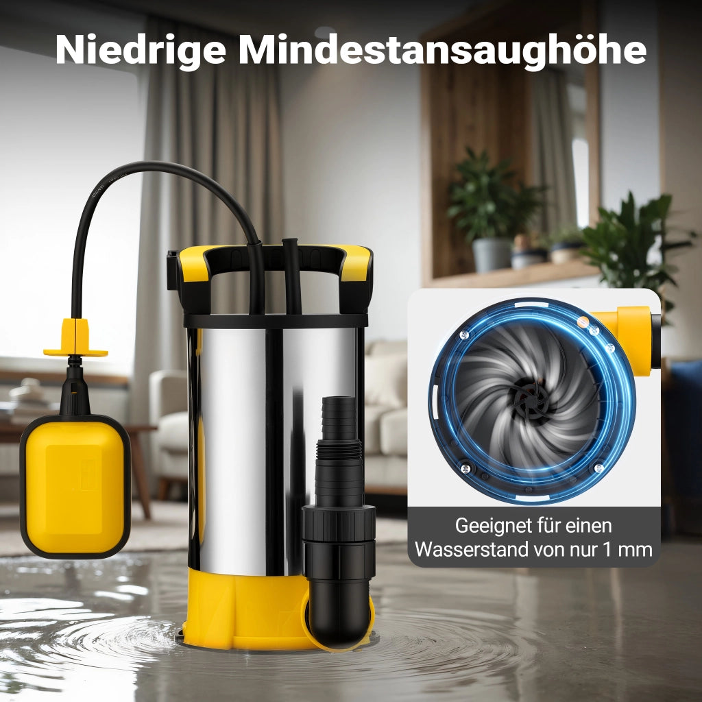 Pompa sommersa, 900W 17000 l/h, profondità max 7 m, Elettropompa a immersione per pozzi e cisterne