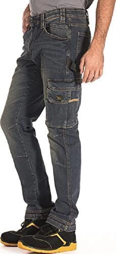 Rica Lewis 5429989 Jobdy Pantaloni da Lavoro Jeans Denim Multitasche 98% Cotone 2% Elastan Stretch Taglia 50 colore Blu