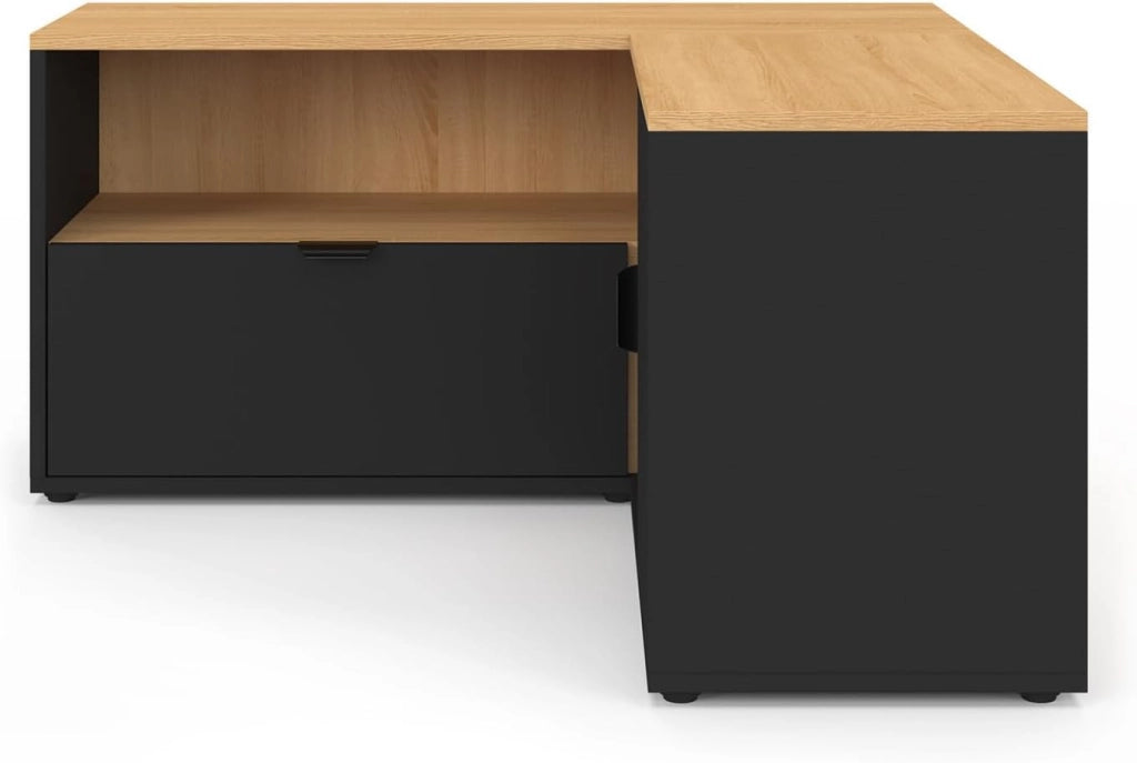 Mobile TV angolare BALTAZAR 90 x 90 cm in faggio e nero
