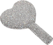 Specchietto compattabile per trucco - Manicotto - Forma a cuore - Specchietto da viaggio/portatile - Decorato con strass - Design pratico