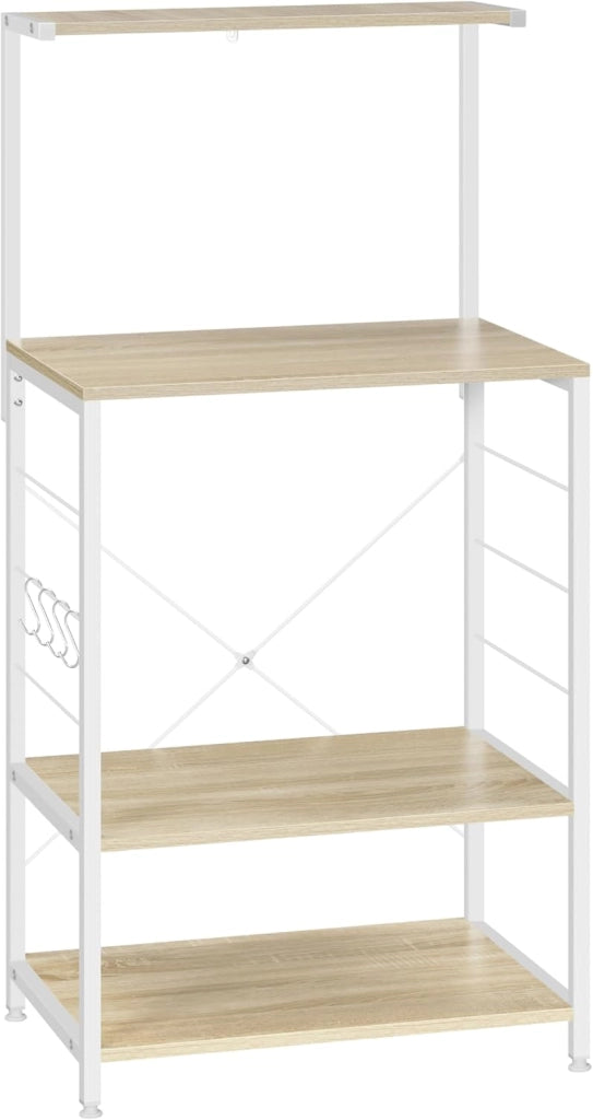 Scaffale per Cucina in Acciaio Legno 4 Ripiani Carrello per Microonde Scaffalature Organizzatore 60x40x123 cm