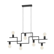 Lampadario A Sospensione Vintage Fembard Acciaio Nero 7 Luci E27