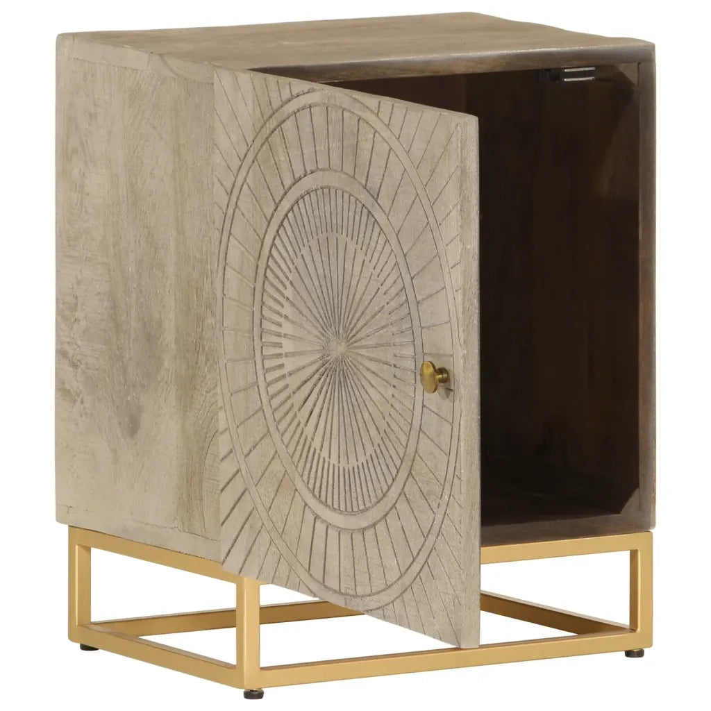 Comodino-Tavolino da notte 40x30x50 cm in Legno Massello di Mango e Ferro 752359