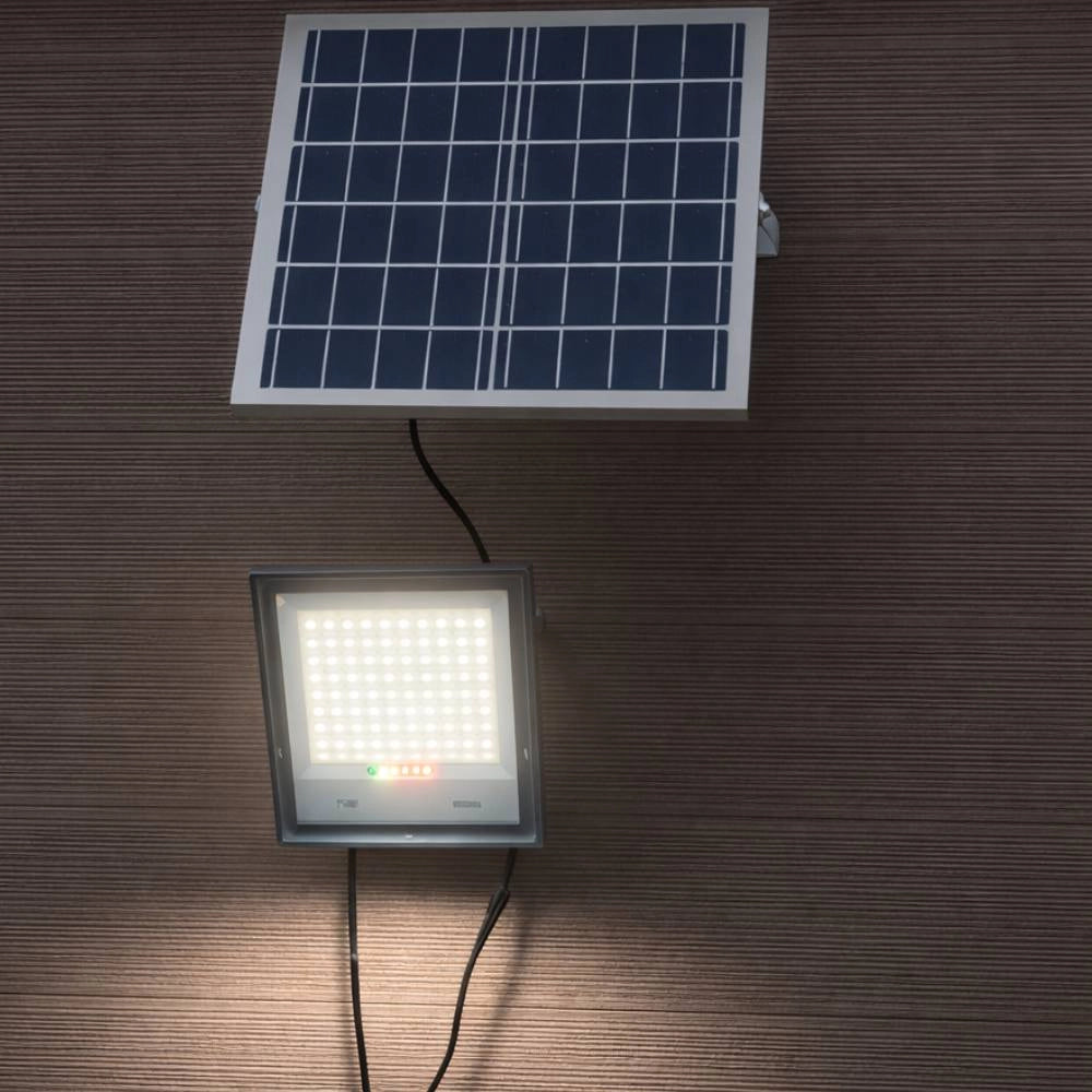 Proiettore led solare ecova con telecomando e luce bianca fredda 6500k *** potenza 100w, confezione 1