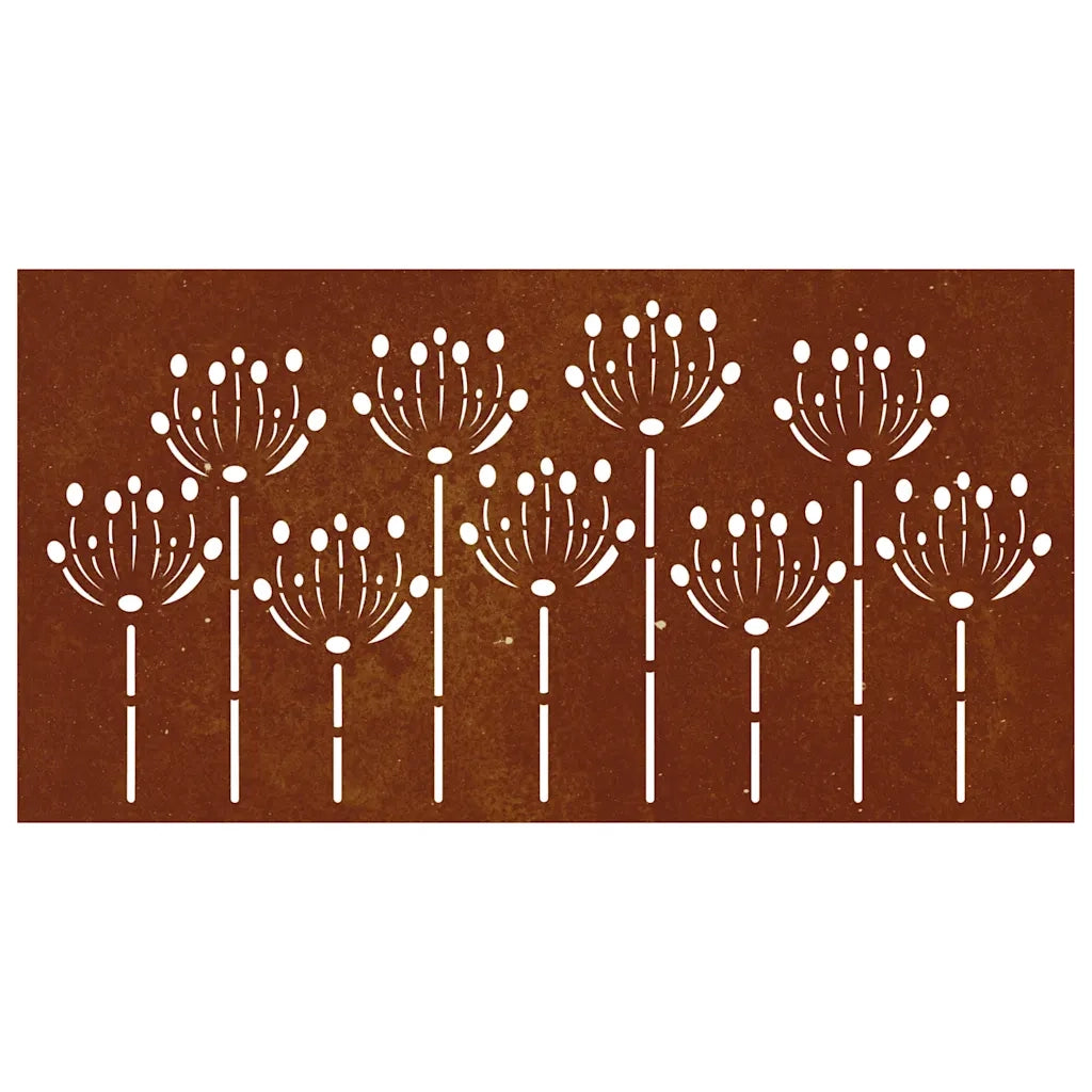 Decorazione Muro da Giardino 105x55 cm Fiore in Acciaio Corten 824499