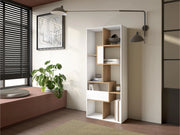 Libreria scaffale, 162x67x31cm, Per libri, Bianco e Rovere RF4123