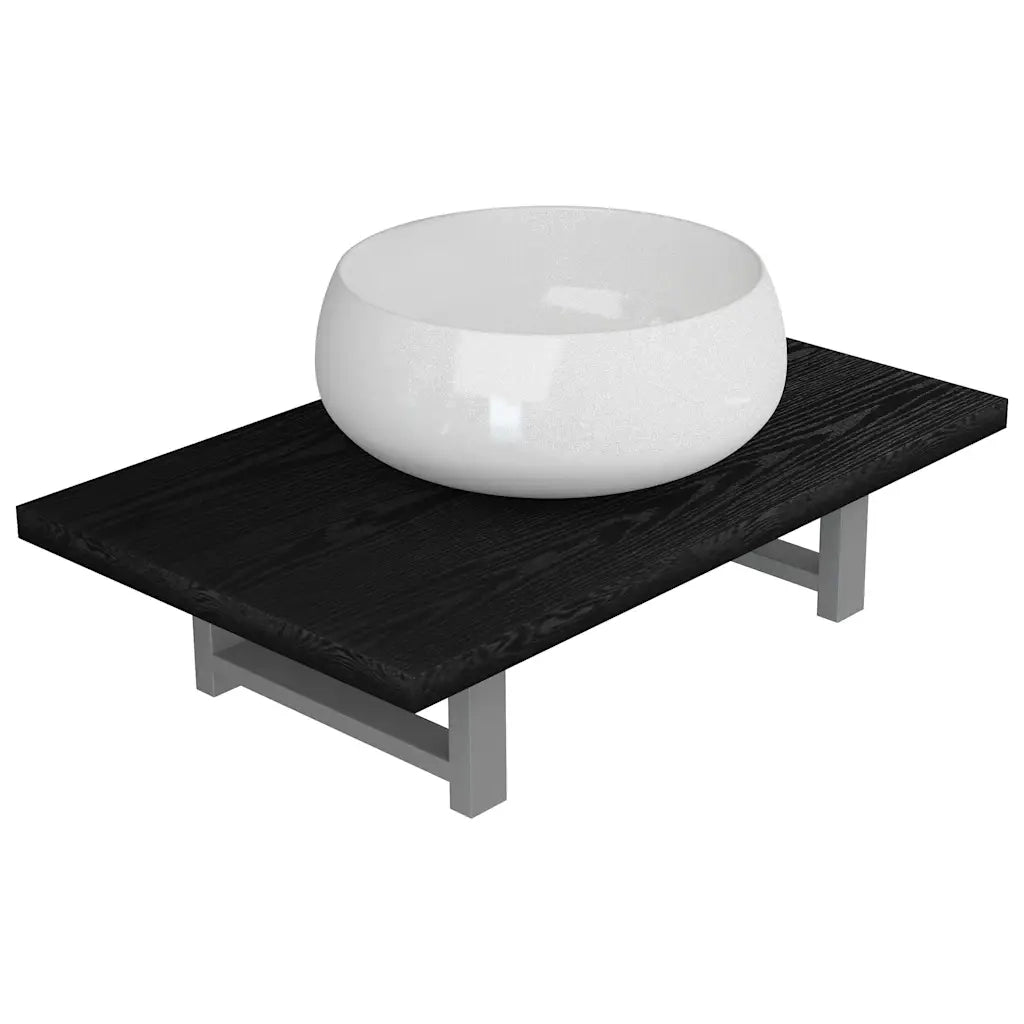 Set Mobili da Bagno | Armadio da bagno 2 pz Ceramica Nero