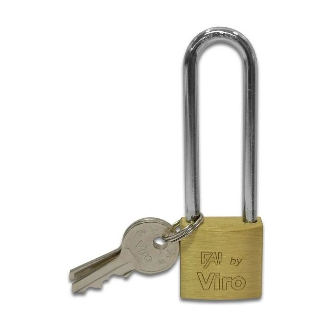 Viro 554.64 Lucchetto in Ottone Massiccio Arco Lungo Acciaio 40 mm 2 chiavi
