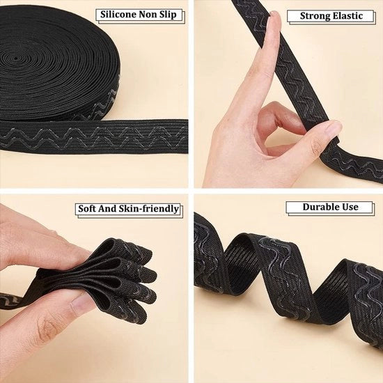 Tappetino Antiscivolo in Silicone - Larghezza 18,5 mm - Lunghezza 9,14 m - Ideale per Intimo/Bikini - Materiale di Alta Qualità - Nastro in Silicone