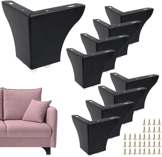 Piedini per mobili 10 cm - Nero - Set da 8 - Acciaio inossidabile - Piedini per armadio - Piedini per divano - Adatti per diversi mobili