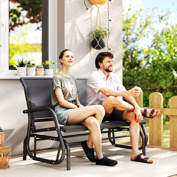 Panchina a Dondolo 2 Posti da Giardino 120x70x85 cm in Metallo e Tessuto a Rete Grigio