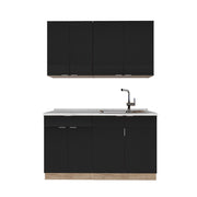 Cucina completa Fame-Line Nero rigato/Rovere dorato 140 cm senza piano di lavoro Vicco