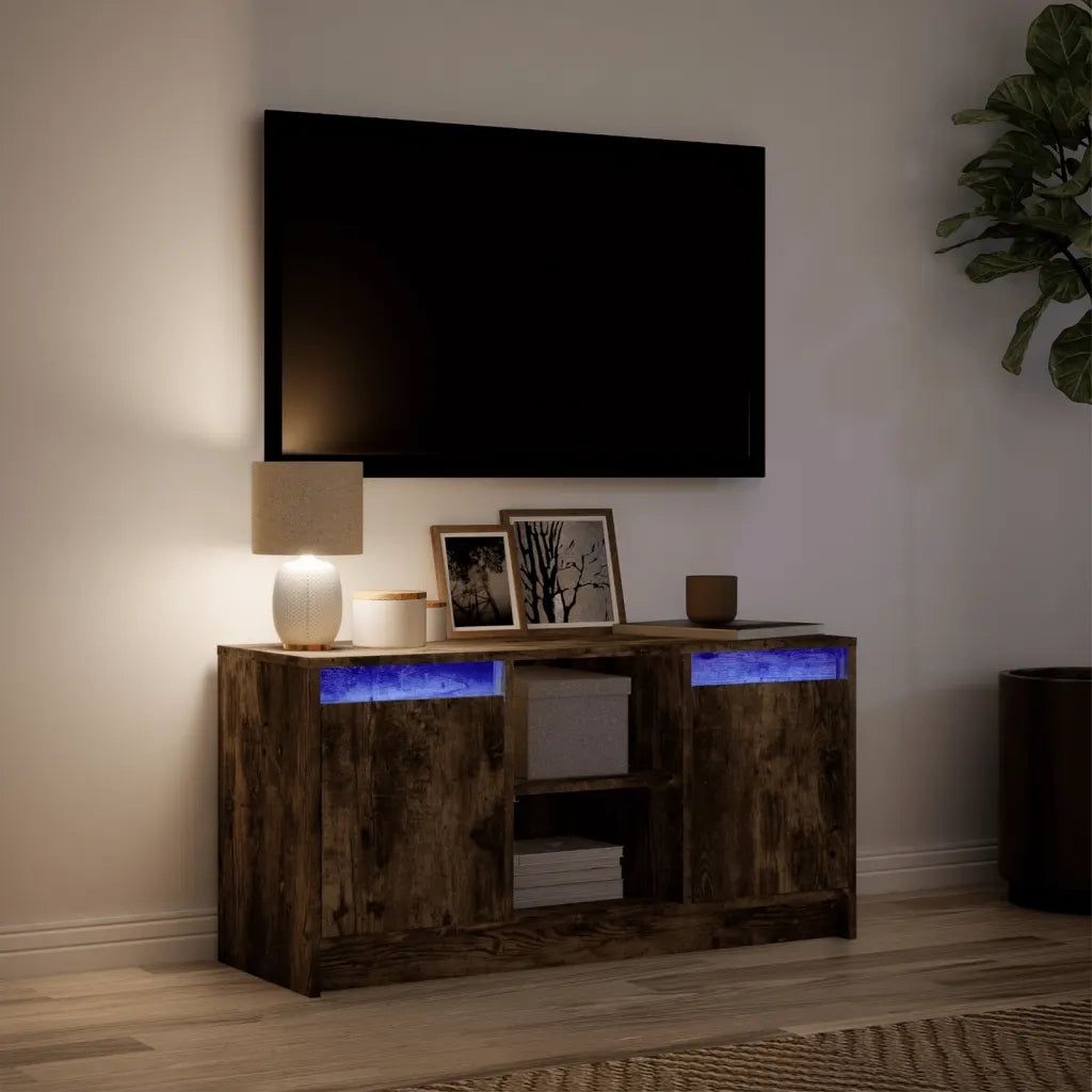Mobile Porta TV con LED Rovere Fumo 100x34x50 cm in Truciolato 852191