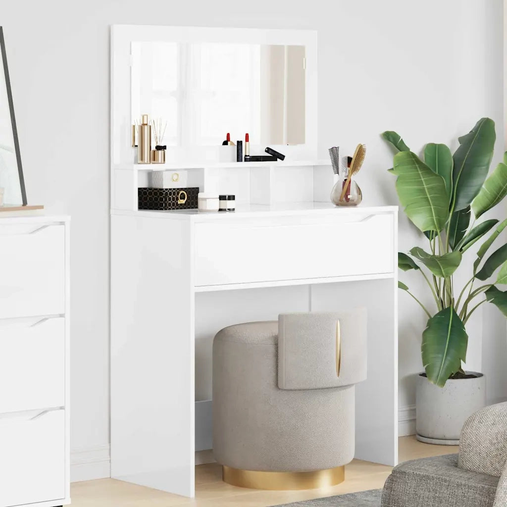 Tavoli da Trucco per Camera da Letto con cassetto Bianco Lucido