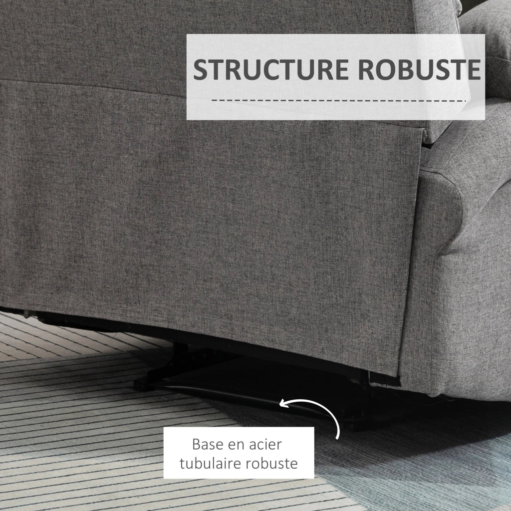 Poltrona Relax Reclinabile Manuale ¨C Xylo ¨C Tessuto Poliestere Grigio Chiaro con Poggiapiedi