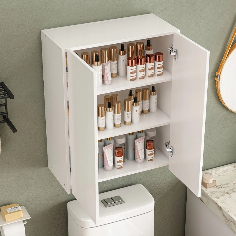Mobiletto da bagno moderno a 2 ante, bianco, con 3 ripiani, 80 cm