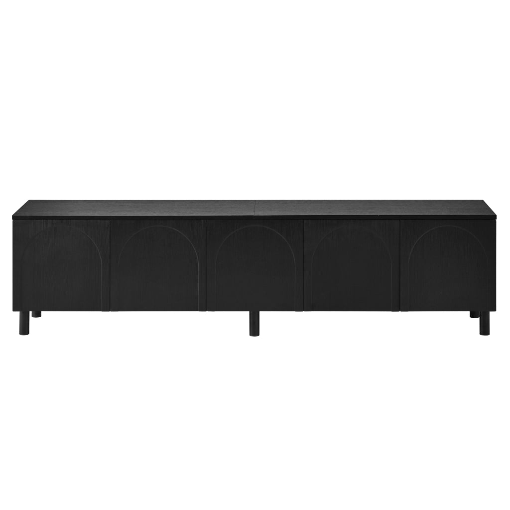 Mobile TV con 5 ante e passacavi; per soggiorno; in MDF; 180×38×45 cm; nero