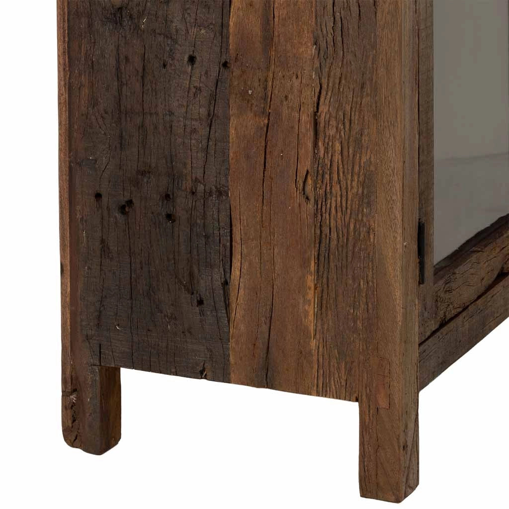 Vetrina artigianale in legno con 2 ante marrone, 100x40x180h cm