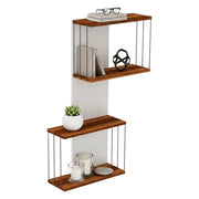 Mensola Gerolama, Scaffale, Ripiano a muro, Scaffalatura multiuso, 65x19h96 cm, Quercia e Bianco