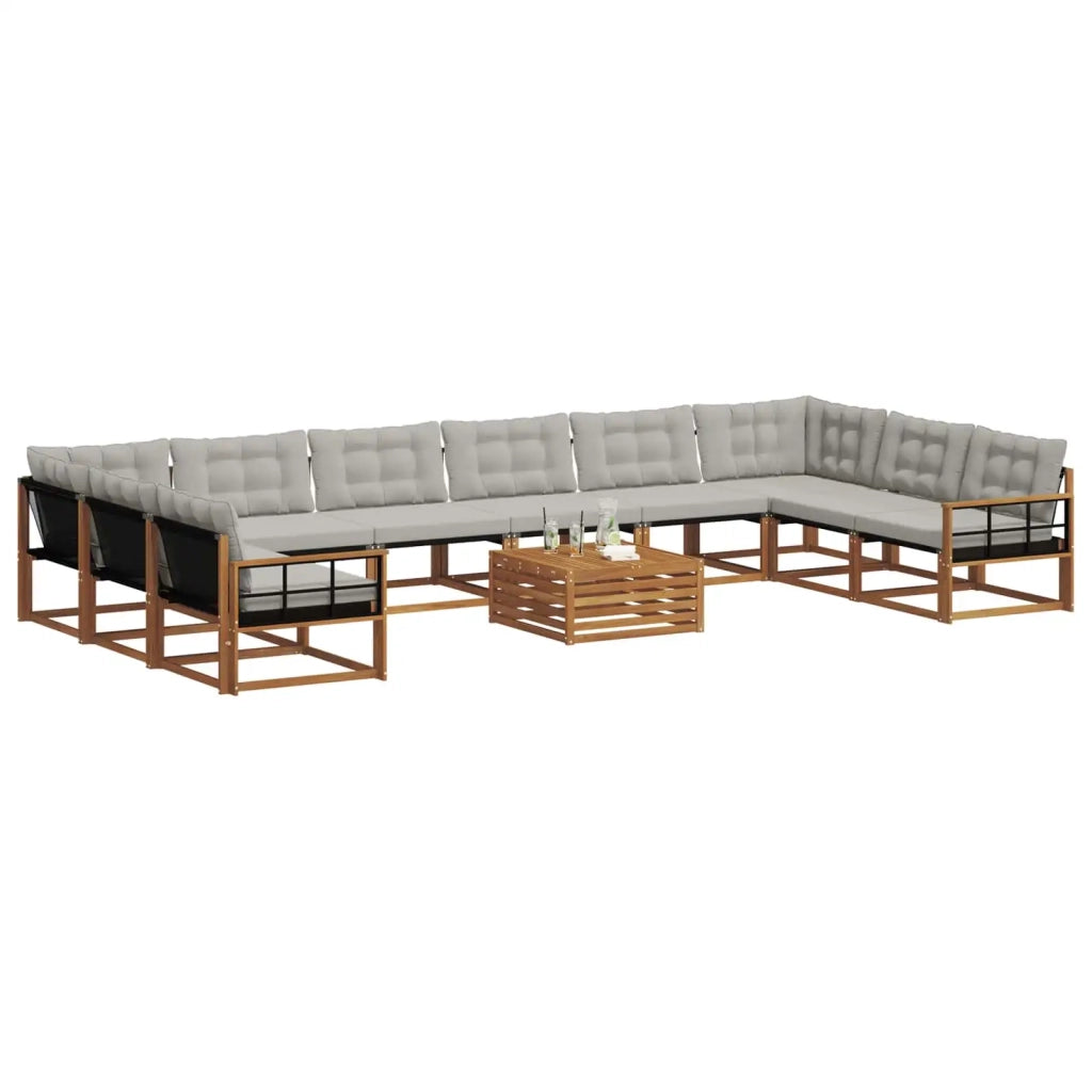 Set di divani da esterno 11 pcs Grigio Naturale e Chiaro 3369918
