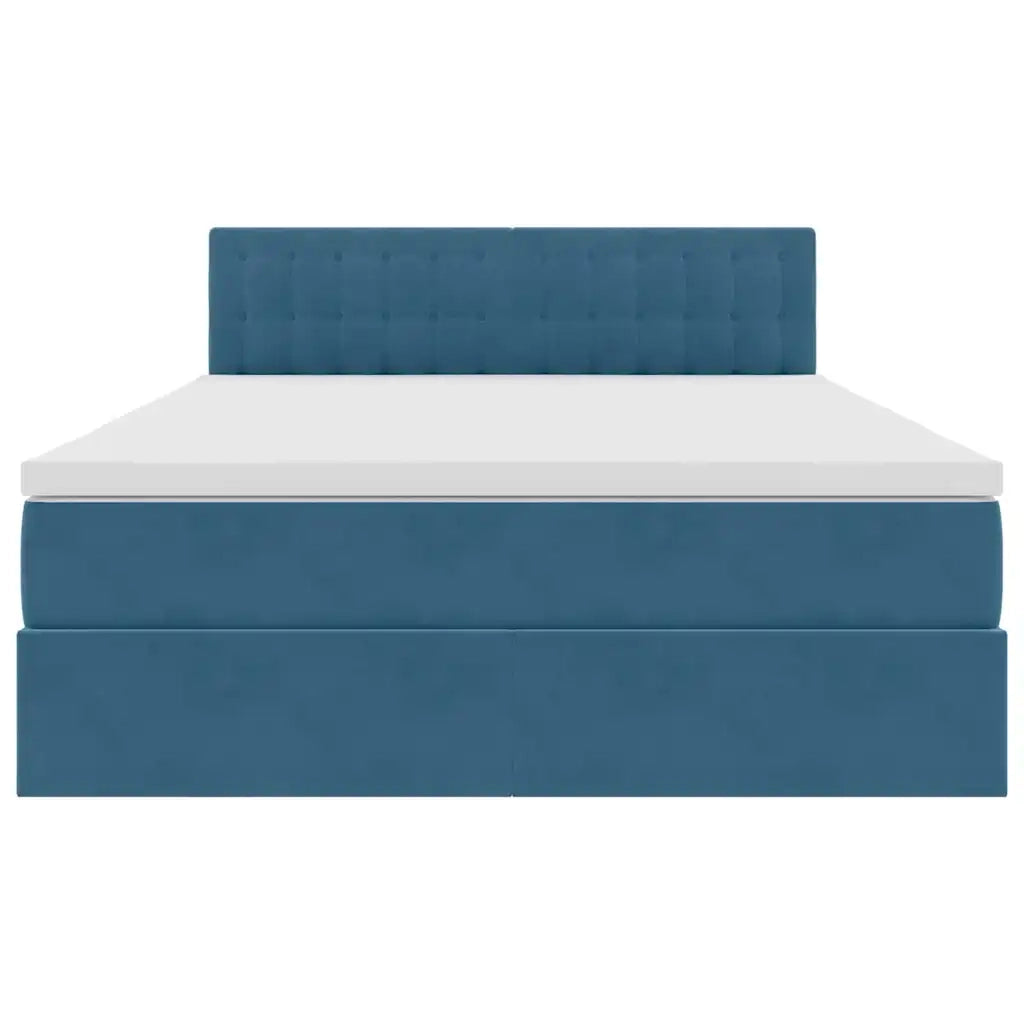 Letto con contenitore LED e materasso Blu Scuro 140 x 190 cm