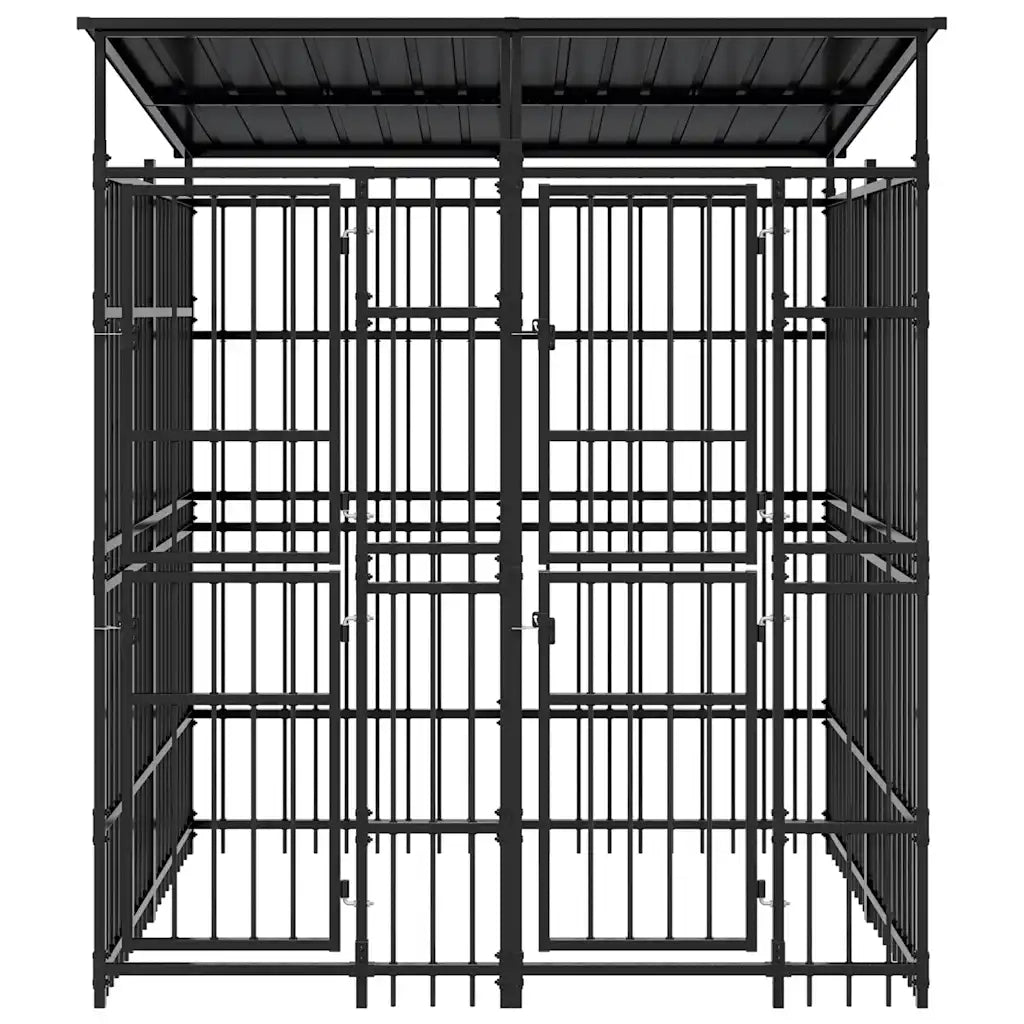 Gabbia per Cani da Esterno con Tetto in Acciaio 3,69 m² 3097947