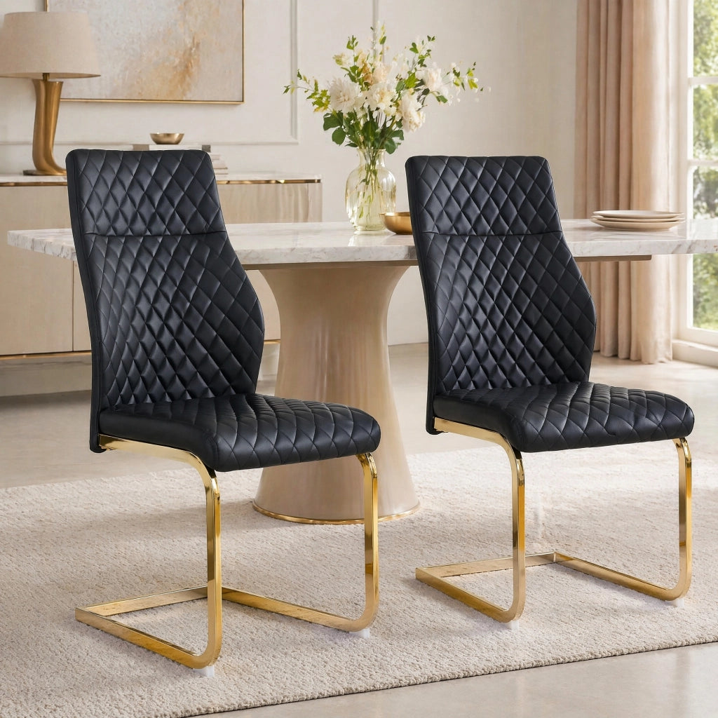 SEDIA Imbottita Rombi 100 cm Nero/Oro Set da 2 pezzi