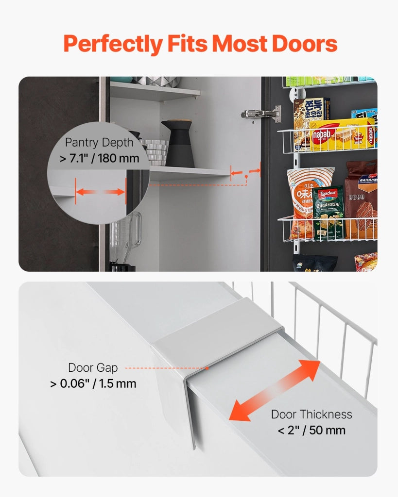 Organizzatore per porta a 6 ripiani regolabili in acciaio bianco DPO-6A scaffale portaspezie salvaspazio per cucina e dispensa