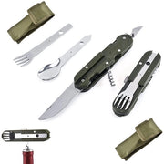 Set di cucito per campeggio 5-in-1 - Set di cucito pieghevole - Acciaio inossidabile - Multifunzionale - Incluso zaino Oxford - 14 x 3,5 x 2 cm - Set di cucito