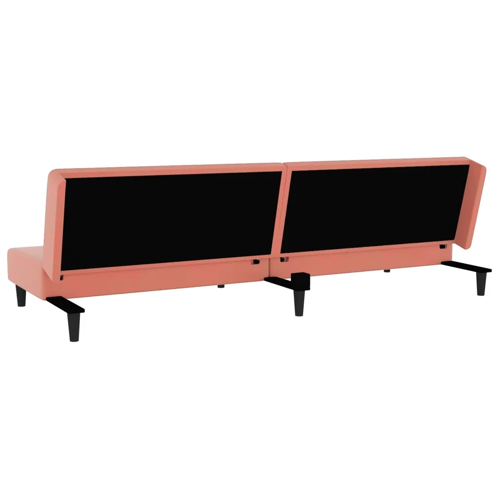 Divano Letto a 2 Posti con 2 Cuscini-Sofa Letto 2 Posti-Daybed Rosa in Velluto 918029