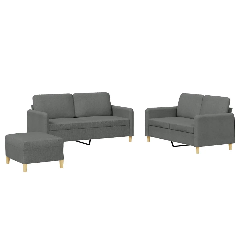 Set di Divani 3 pz con Cuscini Grigio Scuro in Tessuto 3202095