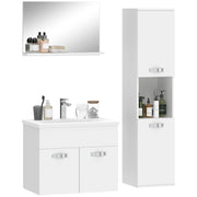 Set Bagno 4 Pezzi ¨C zephmum ¨C Bianco, Multistrato, Parete, Sottolavabo, Specchio