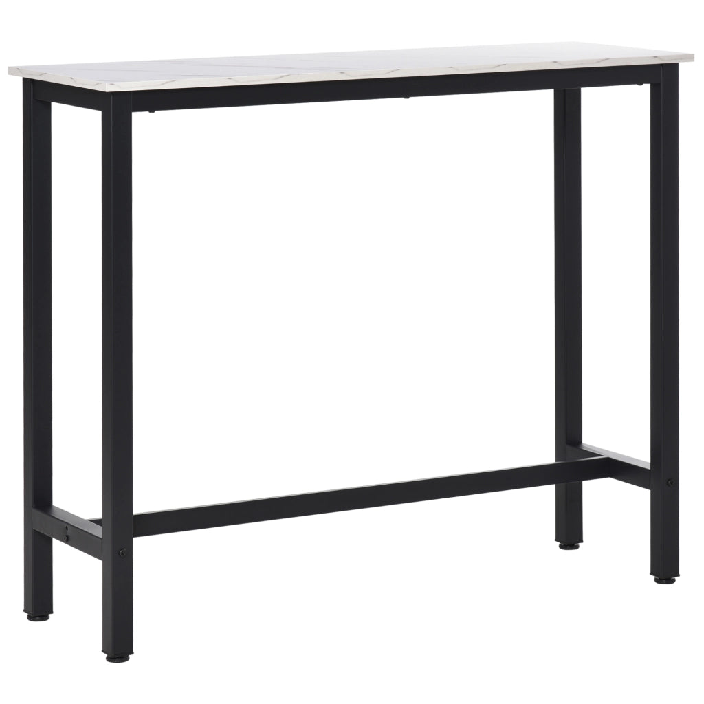 Tavolo da Bar Mange-debout ¨C zephmum ¨C 120x40x100 cm, Piano Effetto Marmo Bianco, Telaio in Acciaio