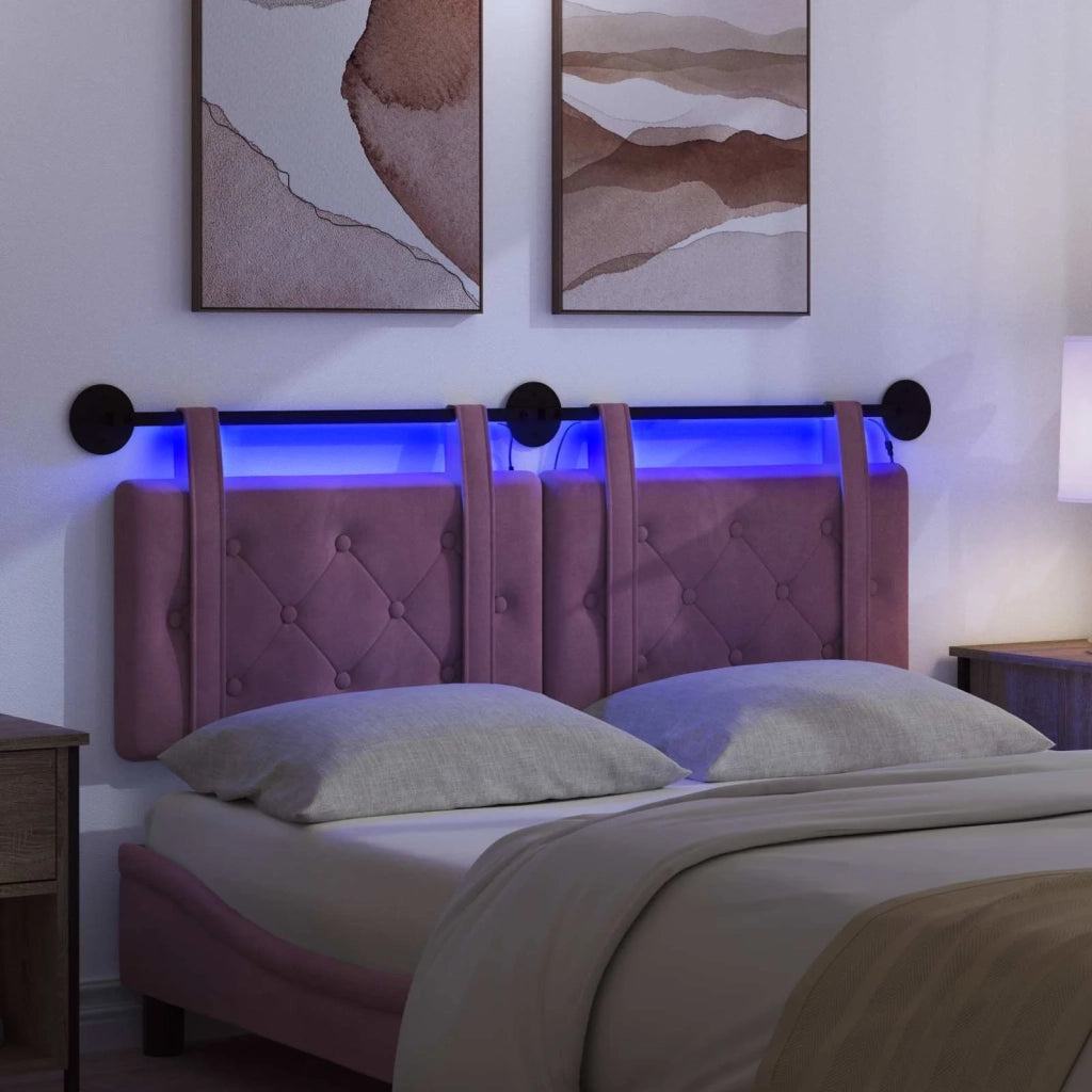 Testiera sospesa Con luce LED Viola Velluto