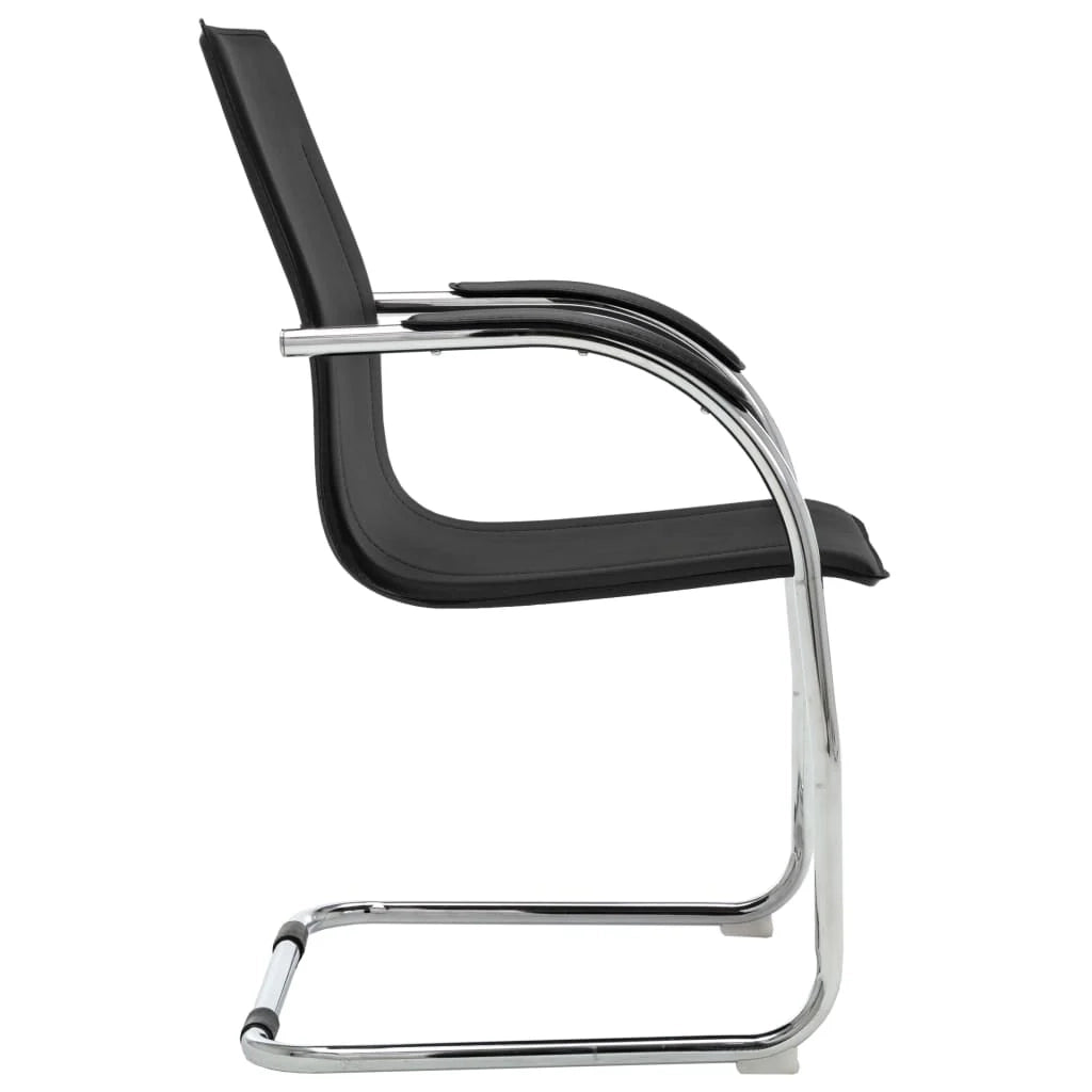 Sedia da ufficio/sedia da studio/sedia per computer a sbalzo in similpelle nera 02_0023995