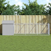Casetta Cani Tetto Grigio Chiaro 117x405x123 cm Acciaio Zincatocod mxl 117720