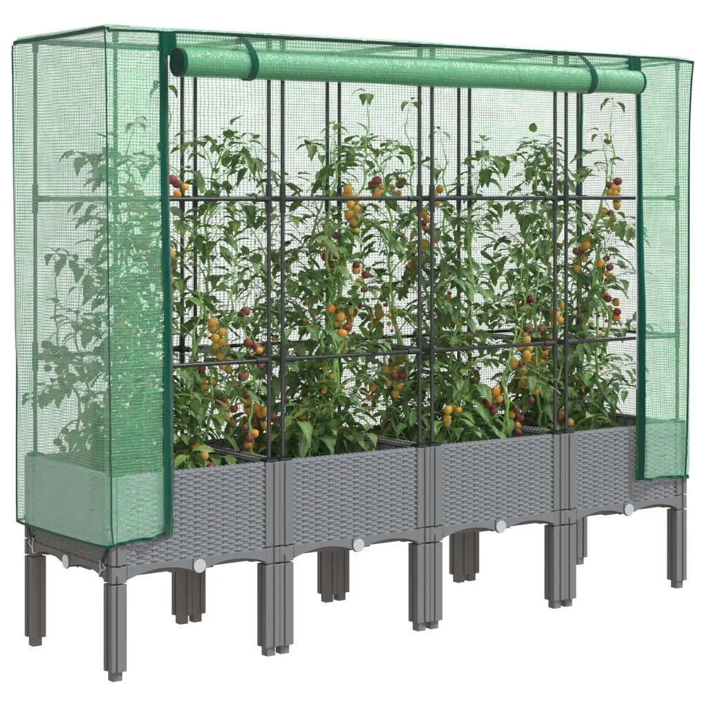 vidaXL Letto Rialzato con Copertura Serra Effetto Rattan 160x40x140 cm
